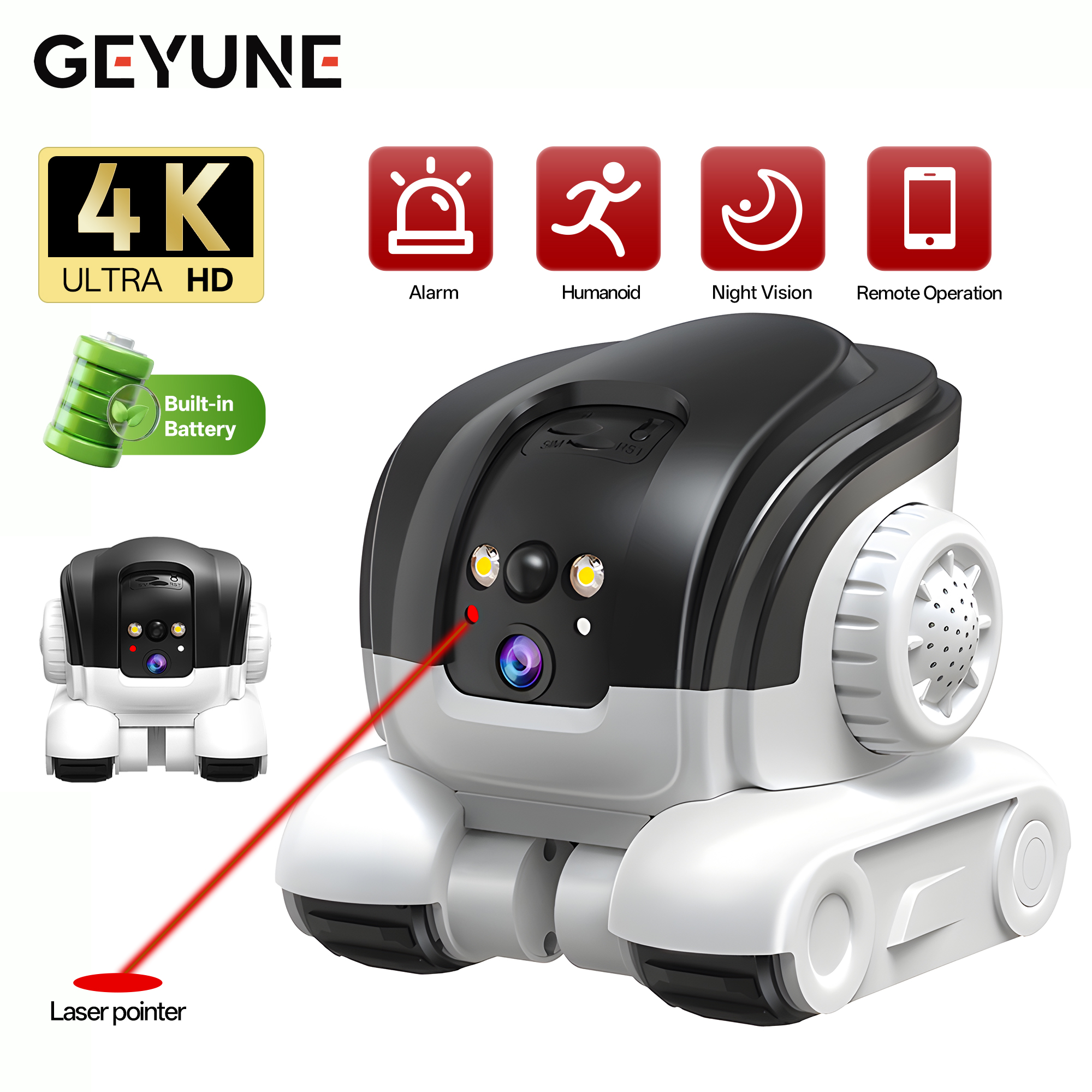 GEYUNE 1080P WiFi PTZ Robot Camera with Smart Tracking