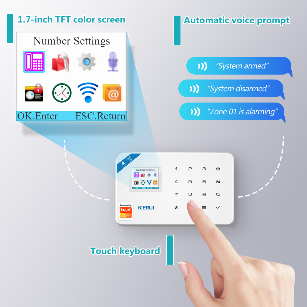 KERUI W181 Alarm System Security Home WIFI GSM Alarm Tuya Smart Motion Detector Door Sensor Burglar IP Camera Work Alexa Google - Image 3