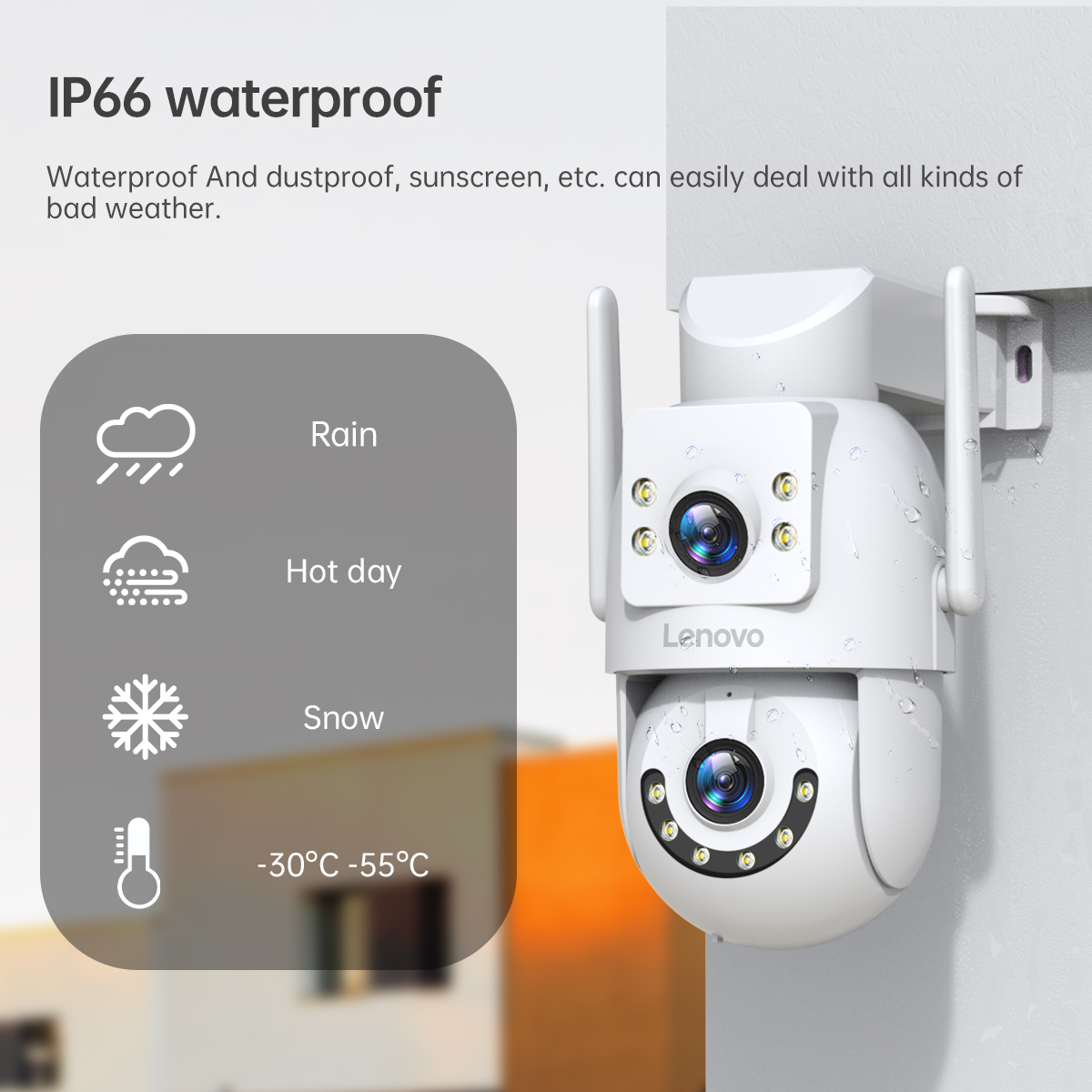 Lenovo 8MP HD Outdoor Security Camera with Dual Lens Dual Screen AI Tracking PTZ Color Night Vision Surveillance Protection - Image 5