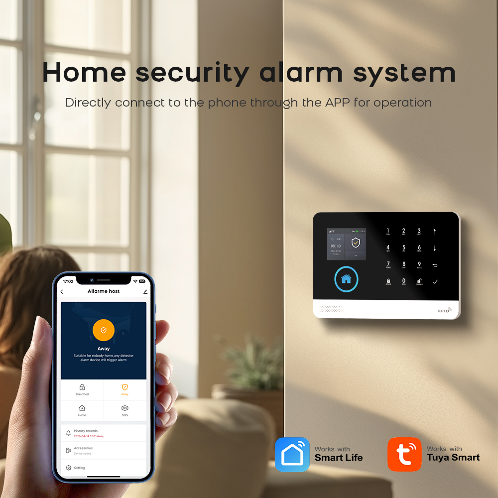 MULO Alarm System For Home Burglar Security 433MHz GSM  Home alarm Wireless PG103 WiFi Alarm Tuya Smart App Work With Alexa
