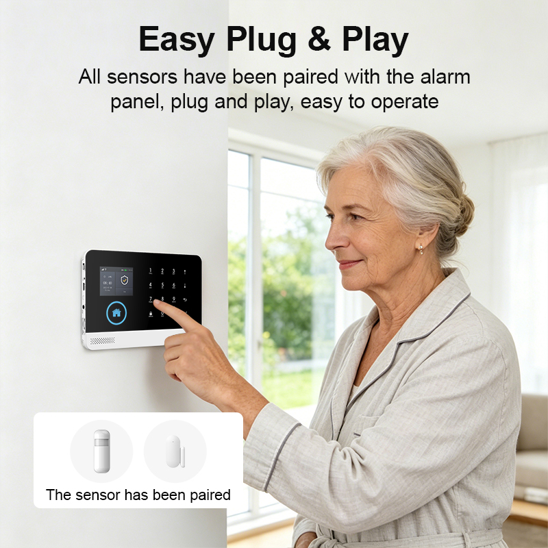 PGST Alarm System for Home WIFI GSM Security Alarm Host Ant-theft with Door Motion Sensor Work with Tuya Control work Alexa