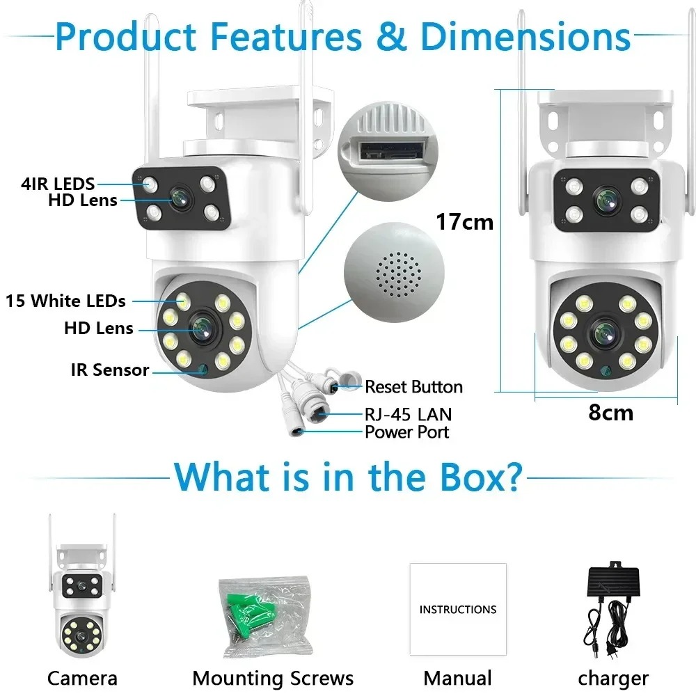 Tuya 5K 10MP Dual Lens WIFI Camera Full HD Dual Screen Ai Human Auto Tracking PTZ Cam Outdoor Security Video Surveillance Camera - Image 6