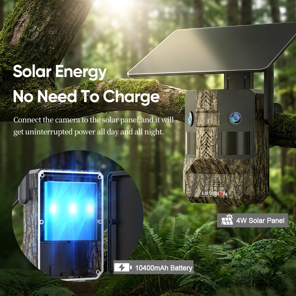 UCON 24MP 4G Solar Trail Camera Dual Screen Outdoor Cellular Trail Camera Dual PIR AI Animal Detection 0.2s Triggered Wildlife