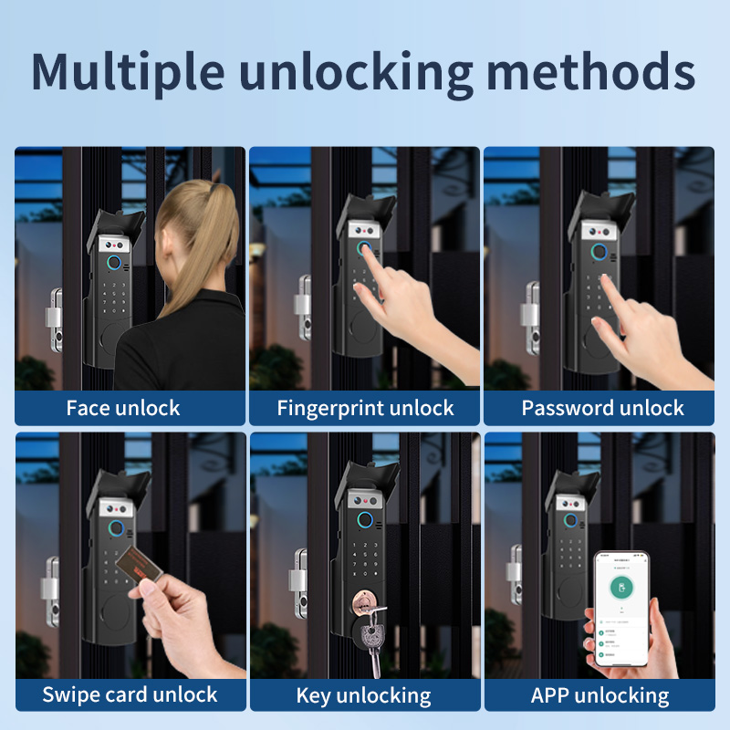 Waterproof Intercom Face Recognition Tuya Wifi Fingerprint Code RFID Card Smart Lock with Doorbell/Rechargeable Li-Battery/Keypa - Image 3