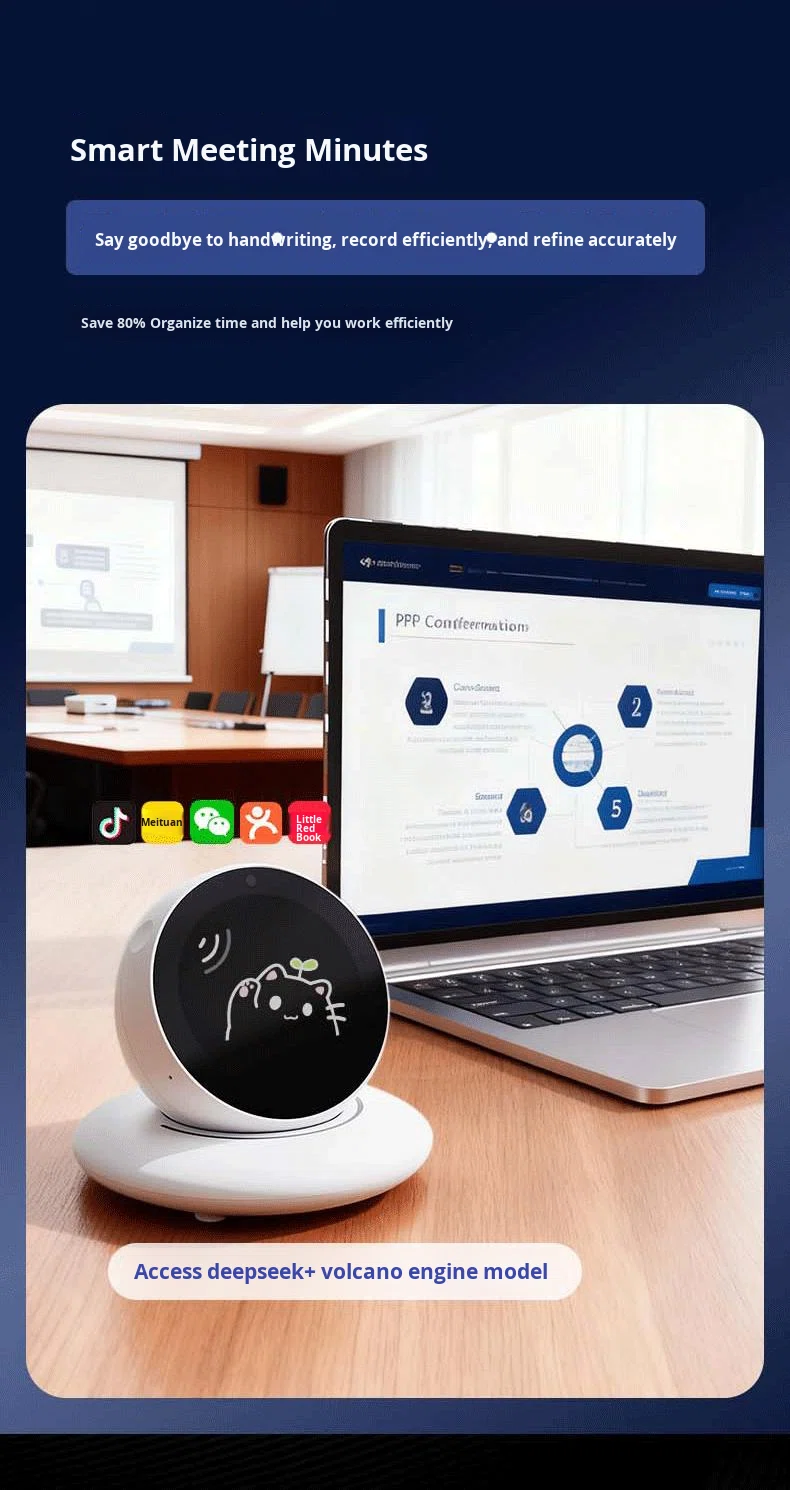 Desktop Educational AI Companion with Voice Interaction 360 Rotation Emotional Expression for Office & Home