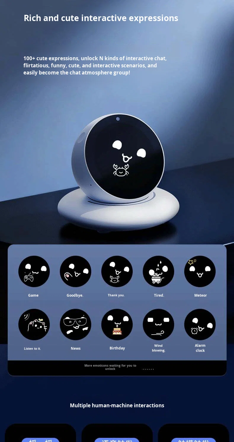 Desktop Educational AI Companion with Voice Interaction 360 Rotation Emotional Expression for Office & Home - Image 5