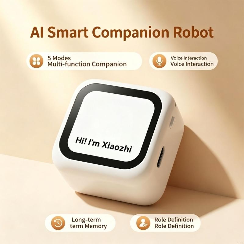 English Voice Robot with Display Screen, WiFi Support and Rechargeable Design for Daily Desk Companion Use Indoors 896C
