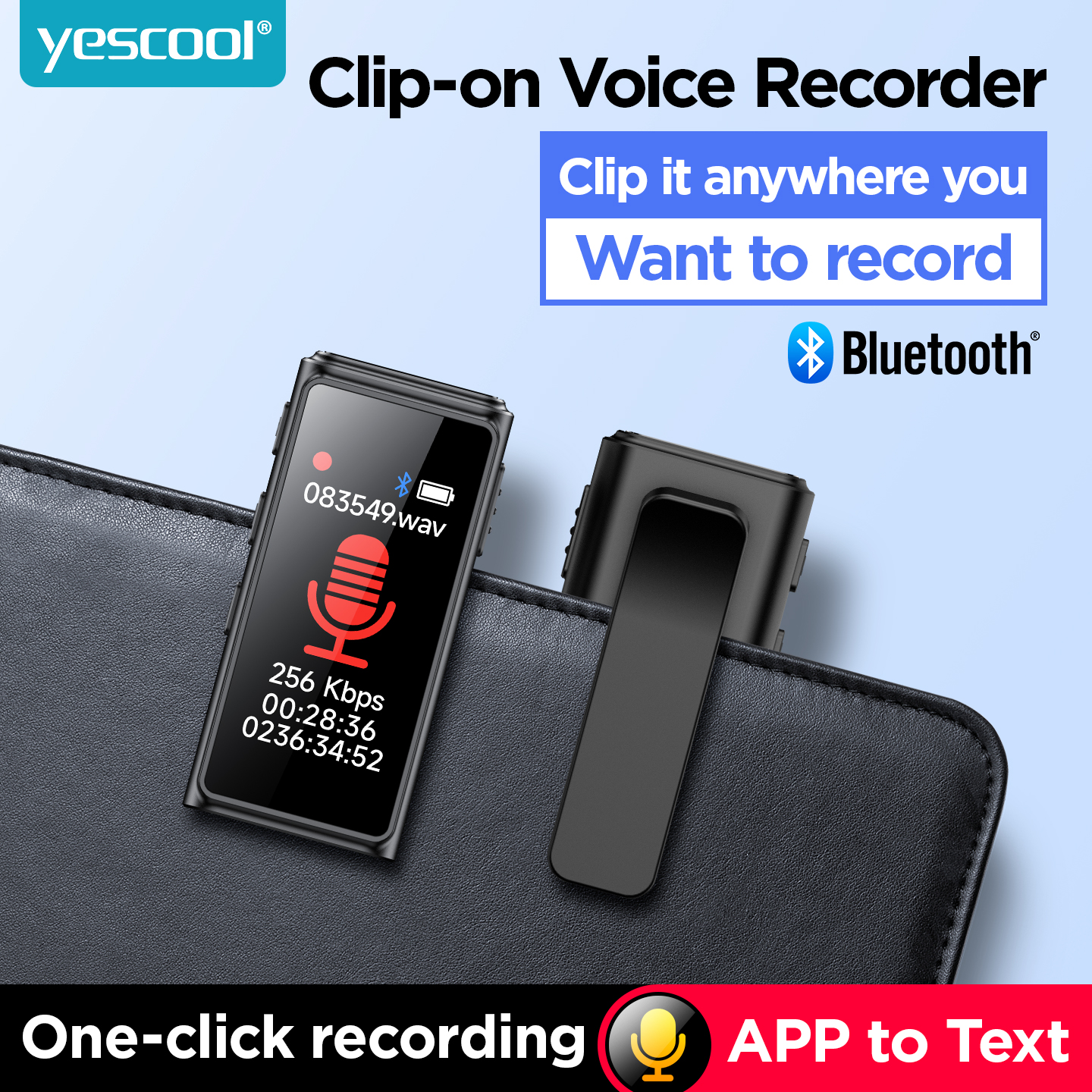 Mini Portable Voice Recorder with Clip Screen, AI Speech to Text, USB Flash Drive Design - for Meetings/Lectures/Interviews, Students