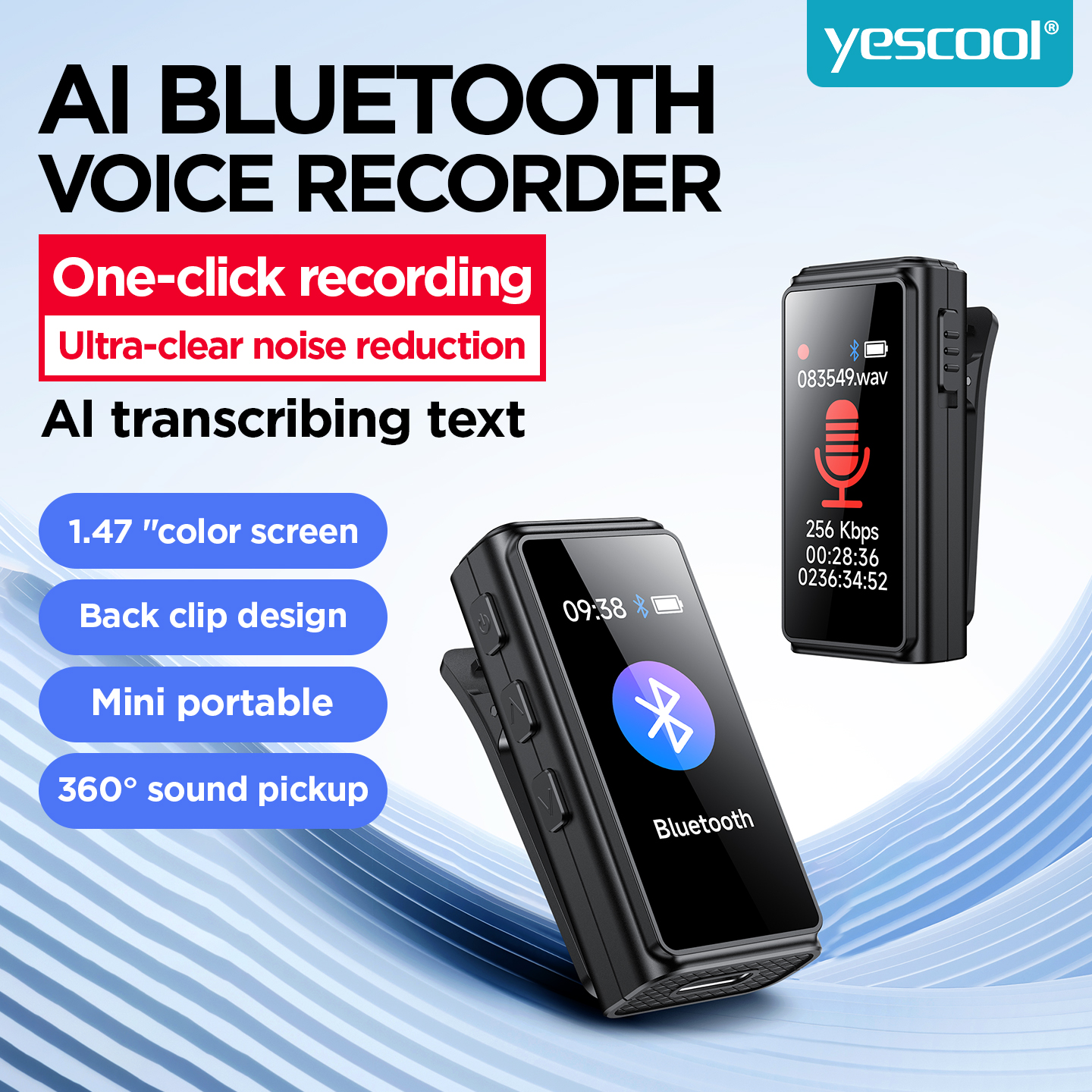 Mini Portable Voice Recorder with Clip Screen, AI Speech to Text, USB Flash Drive Design - for Meetings/Lectures/Interviews, Students - Image 3