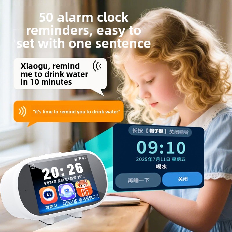 New AI smart children accompany learning voice alarm clock, voice conversation interaction 20 language translation