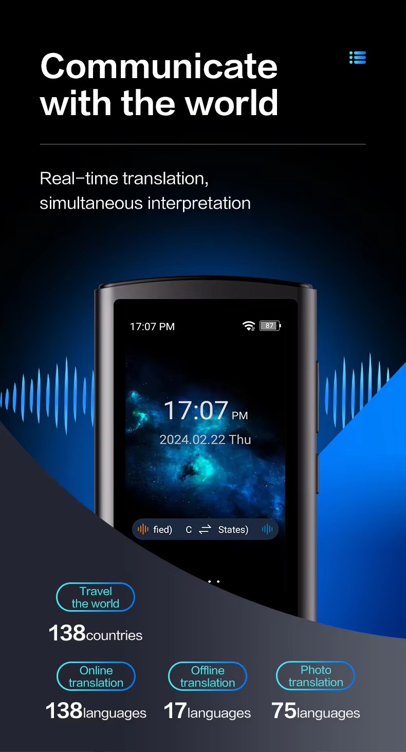 Smart Voice T17 Translator Machine 135 Multi Languages in Real Time Online Instant Off Line Translation AI Learning Conversion - Image 6