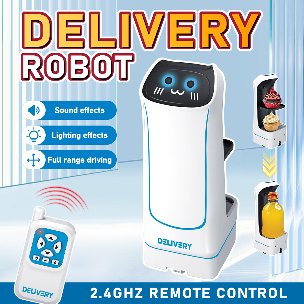 2.4G RC Food Delivery Robot Toy with Light & Sound, Pretend Play Kitchen Set for Kids, Interactive Gift for Christmas New Year - Image 3