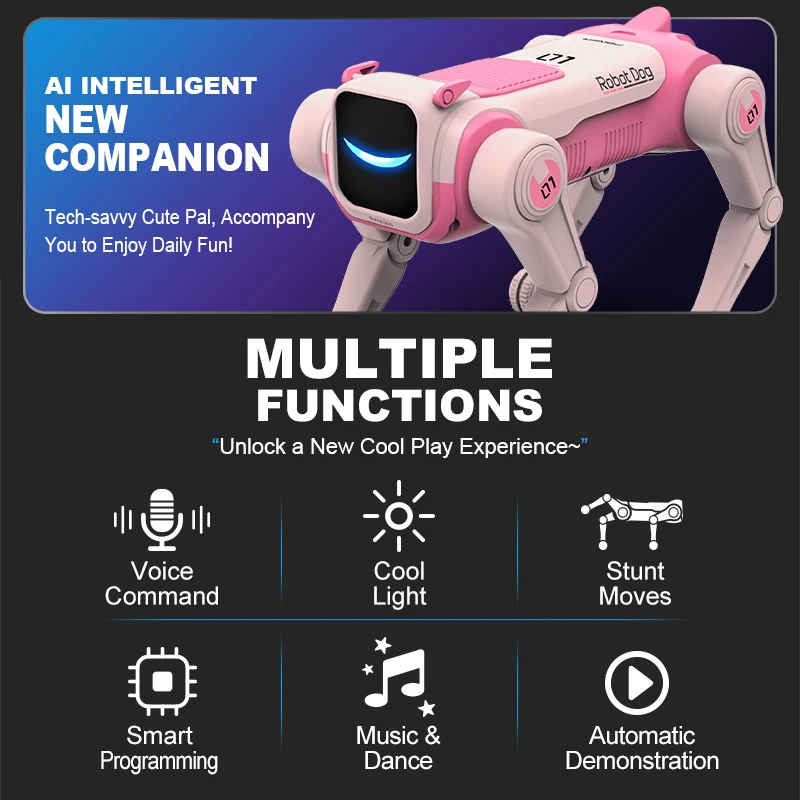 2026 Hot-Selling Intelligent AI Remote Control Robot Dog Voice Command Programmable Song And Dance Electronic Stunt Bionic Accom