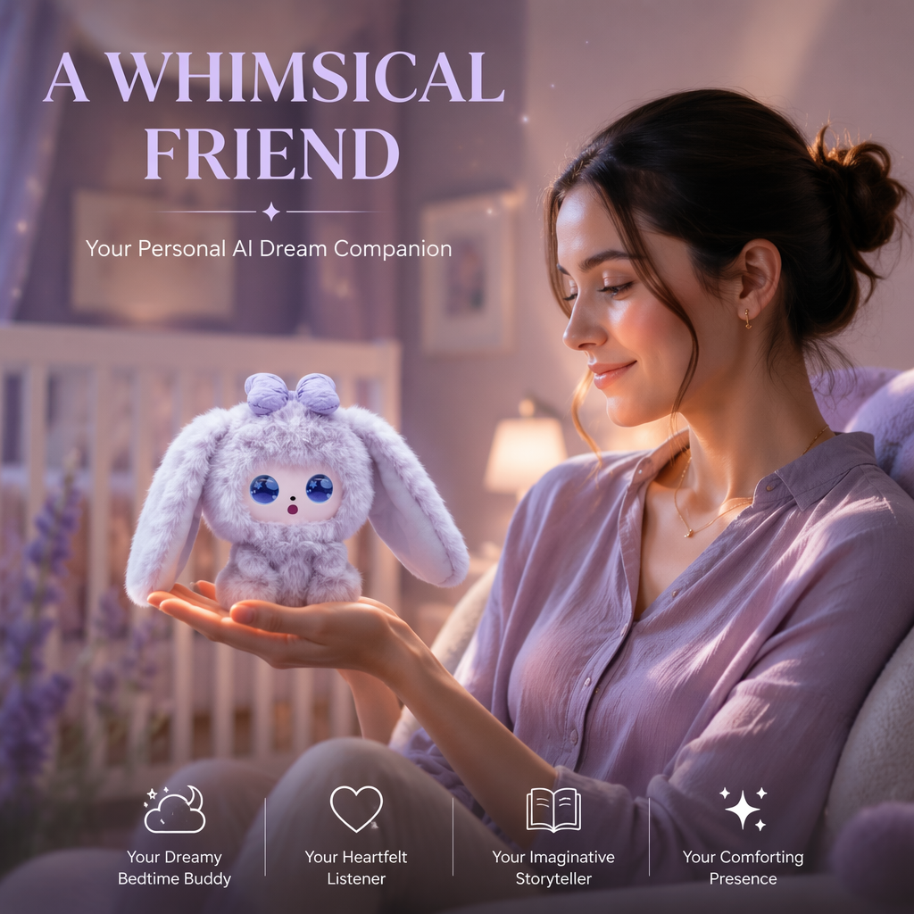 2026 New AI Emotional Companion Robot Purple Long Ear Rabbit Plush Doll Smart Interactive Talking Stuffed Toy Night Sky Style
