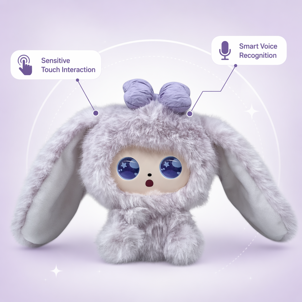 2026 New AI Emotional Companion Robot Purple Long Ear Rabbit Plush Doll Smart Interactive Talking Stuffed Toy Night Sky Style - Image 3