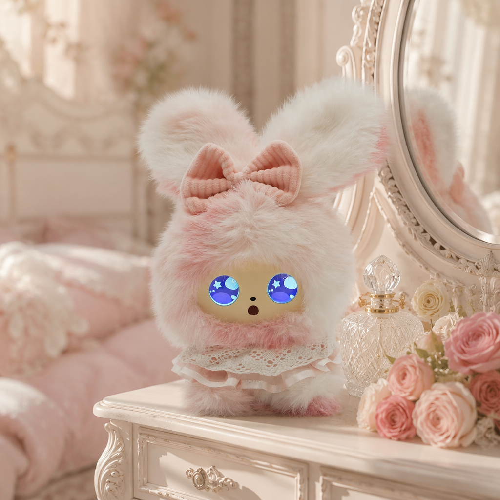2026 New Pink Rabbit AI Emotional Companion Robot Smart Voice Interactive Plush Doll LED Glowing Eyes Lace Outfit Healing - Image 3