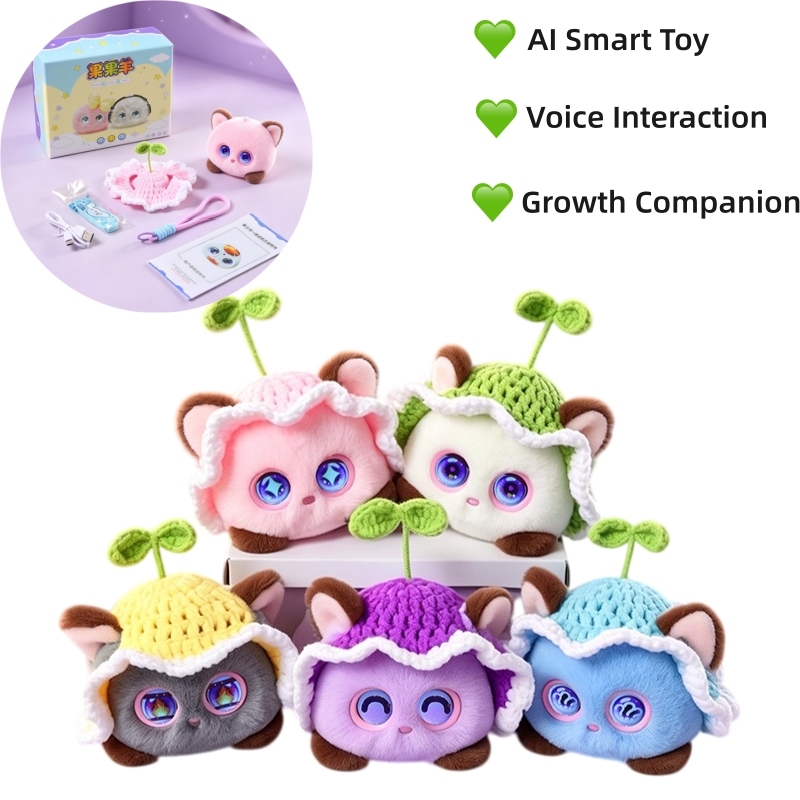 9cm AI Cat Robot Plush E-Pet Emotional Chatting Companion Toy Education Cartoon Stuffed Doll Voice Dialogue Portable Design