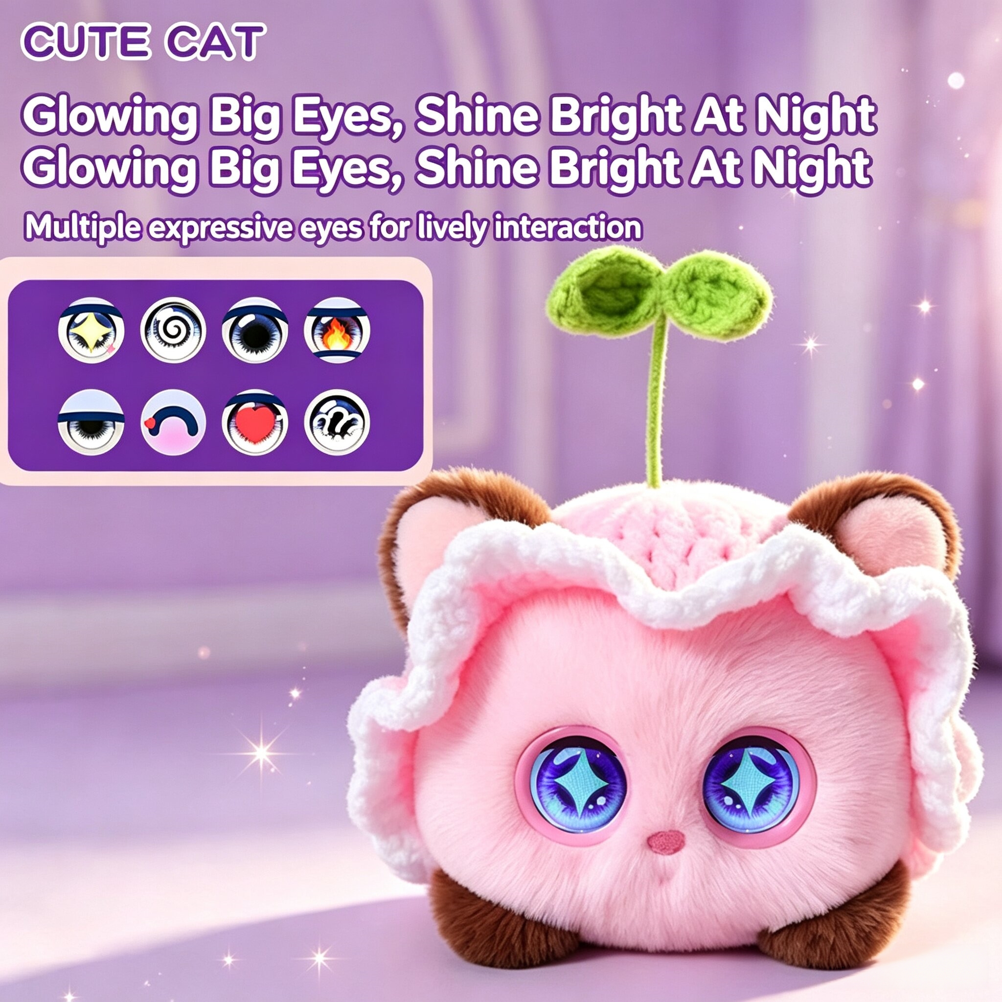9cm AI Cat Robot Plush E-Pet Emotional Chatting Companion Toy Education Cartoon Stuffed Doll Voice Dialogue Portable Design