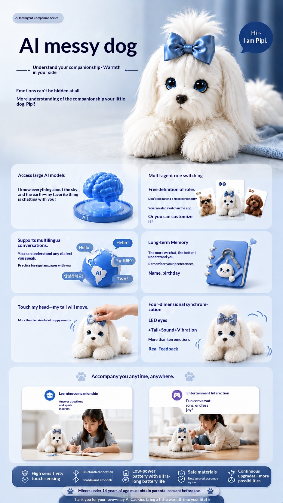 AI Bionic Dog Toy Smart Voice Chat Interactive Companion Pet Soft Skin-friendly Material Cute Simulation Puppy Stuffed Doll - Image 3