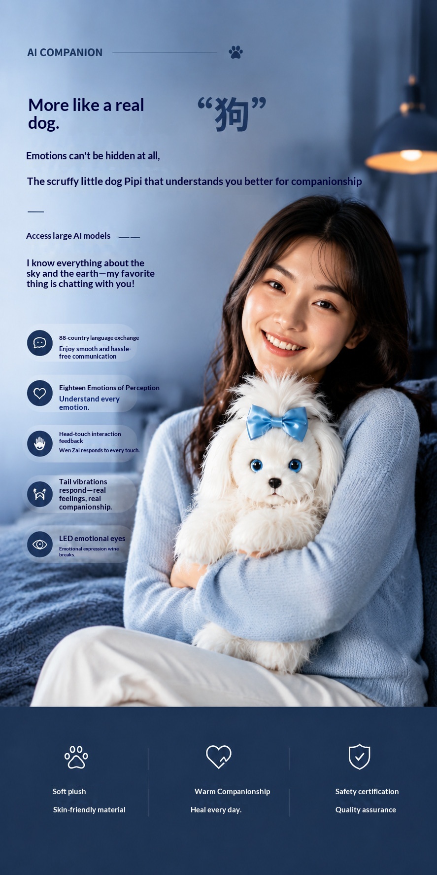 AI Bionic Dog Toy Smart Voice Chat Interactive Companion Pet Soft Skin-friendly Material Cute Simulation Puppy Stuffed Doll - Image 5