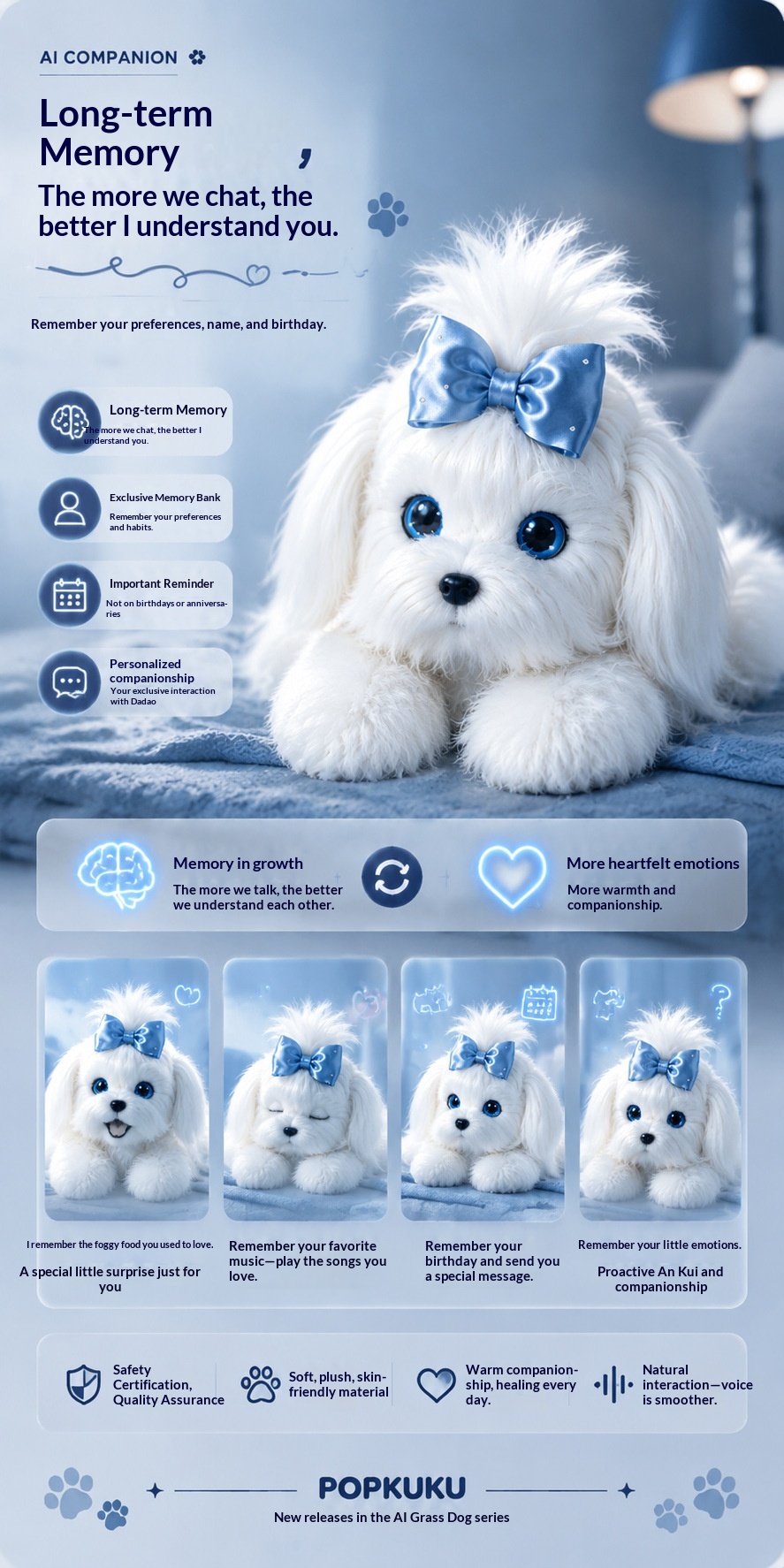 AI Bionic Dog Toy Smart Voice Chat Interactive Companion Pet Soft Skin-friendly Material Cute Simulation Puppy Stuffed Doll - Image 6