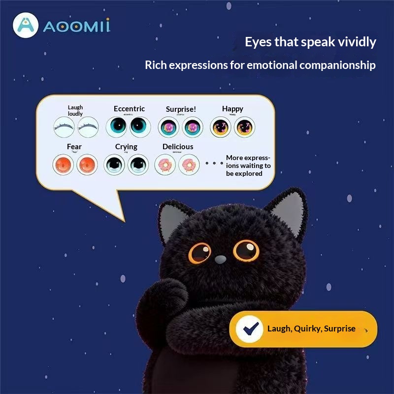 AI  Cat Plush Toy Touch  Glowing Eyes Wagging Tail Multilingual Intellectual Kids Companion Gift For Children - Image 4