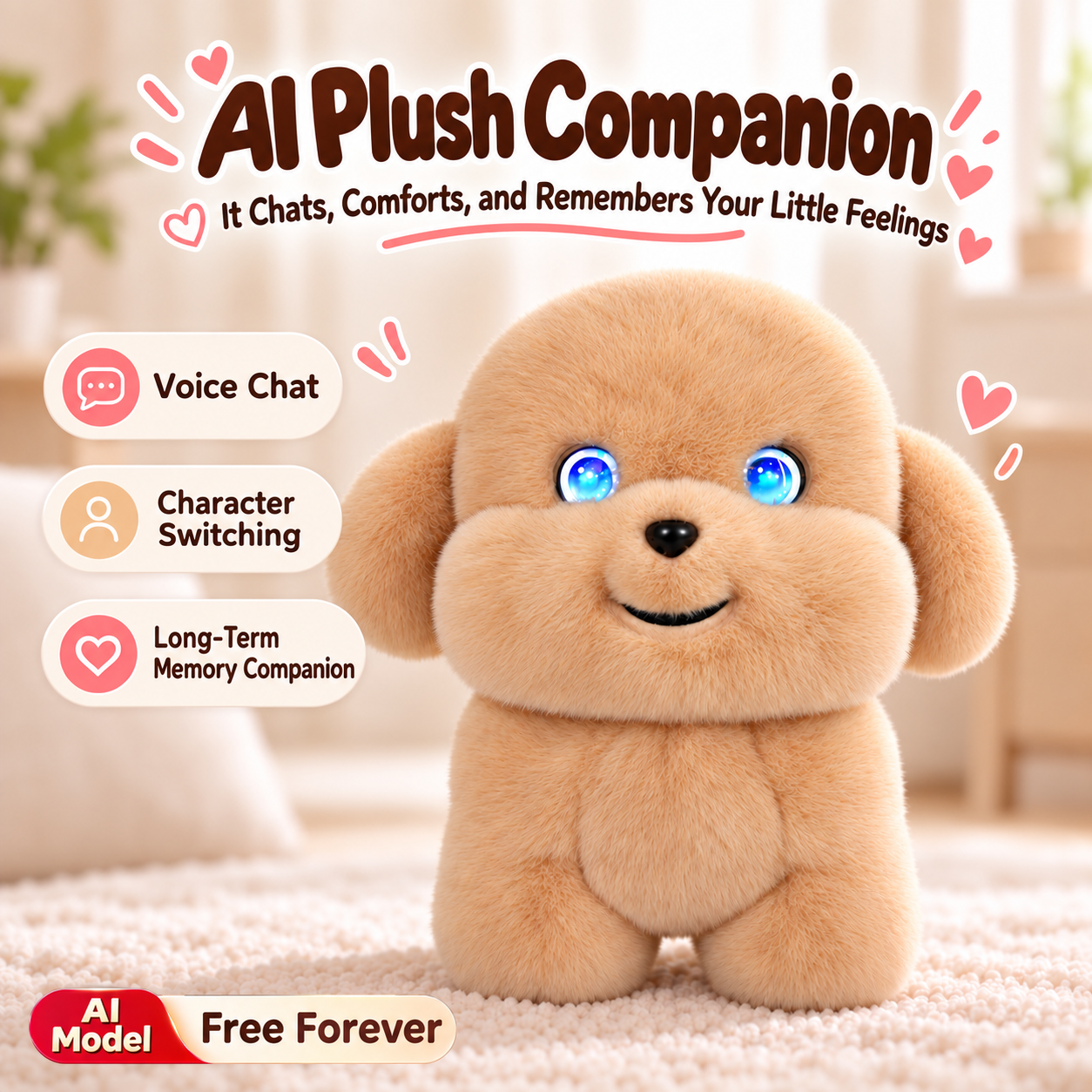 Ai Dog Plush Robot Toy, Emotional Interaction & Memory, Smart Companion Doll, Gift For Kids & Adults In Stock