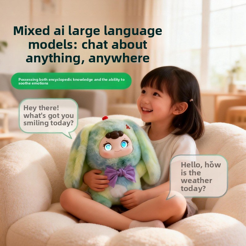 Ai intelligent voice conversation plush toy led eyes emotional companion doll robot electronic pet