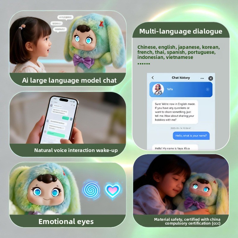 Ai intelligent voice conversation plush toy led eyes emotional companion doll robot electronic pet - Image 4