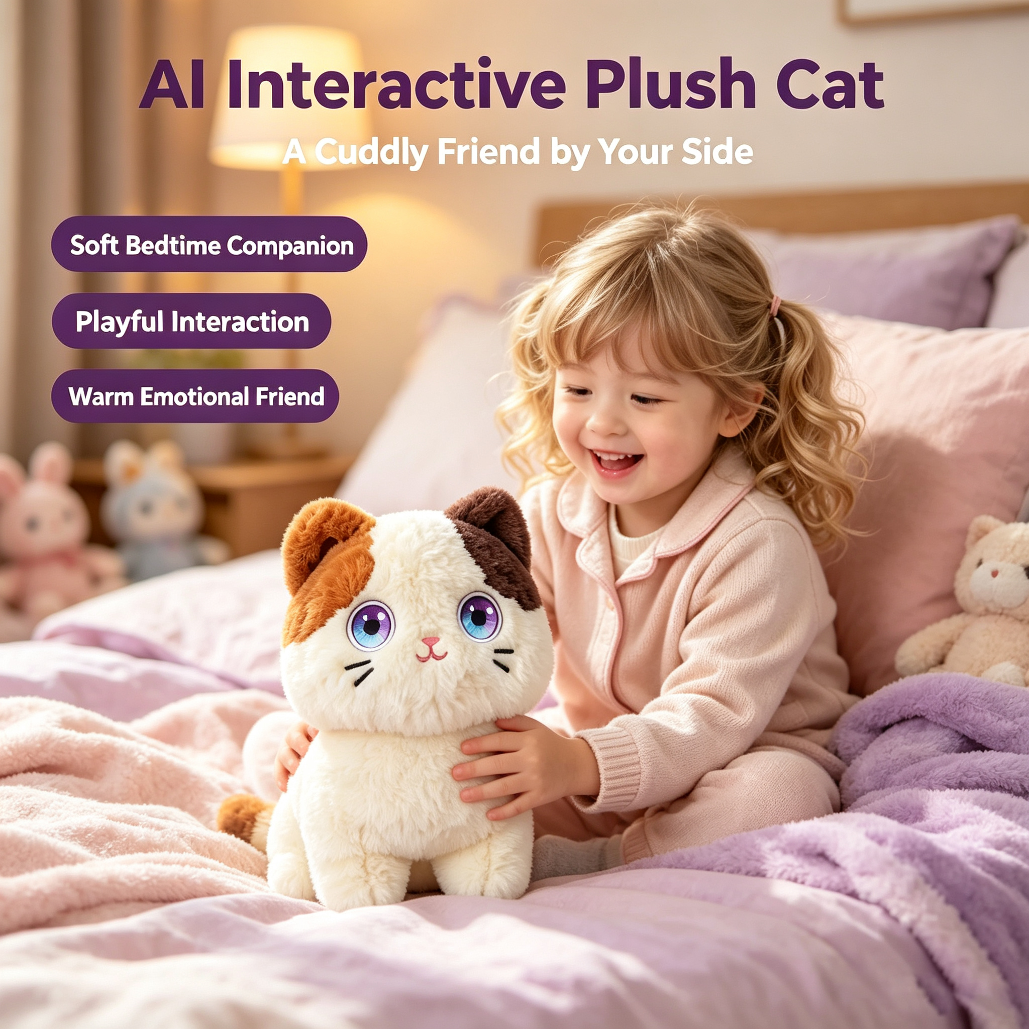 AI Plush Toy with Smart Voice And LED Eyes Interactive Companion Rechargeable E-Pet for Kids And Adults Cartoon Cute Gift - Image 3