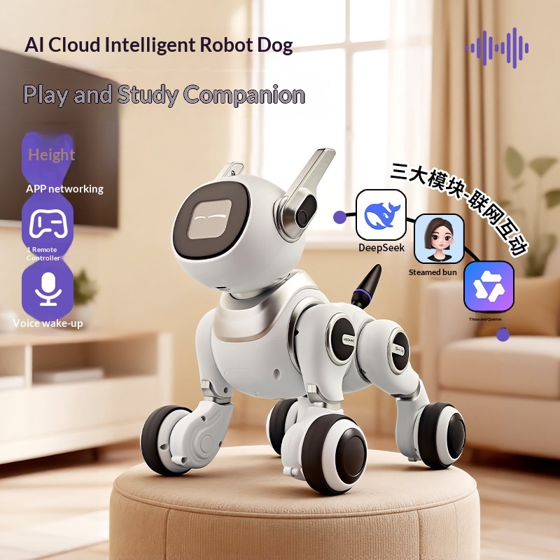 Ai Rc Robot Dog Voice Activated App Controlled Bionic Intelligent Educational Interactive Toy For Boys Kids Indoor Play