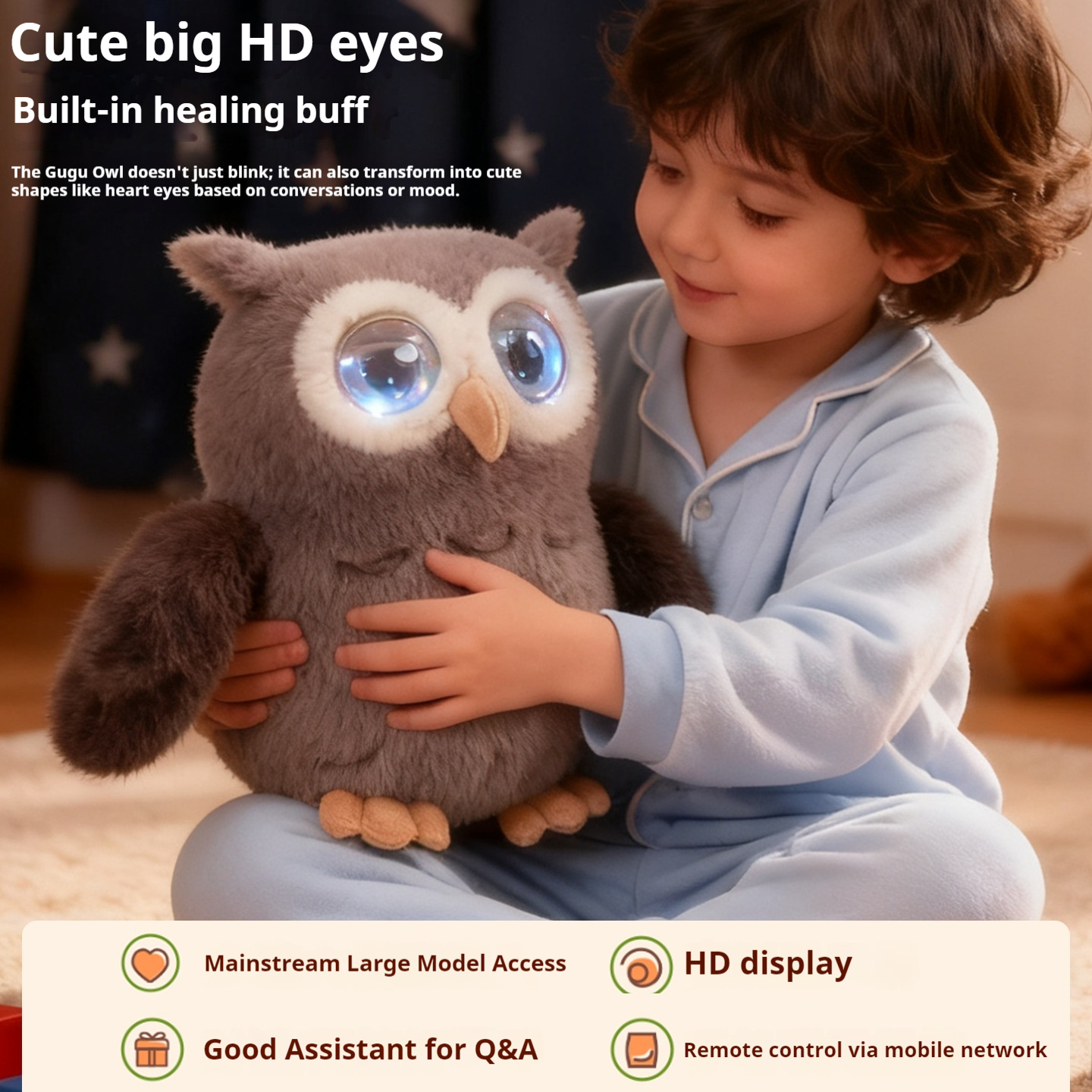 Ai Smart Owl Robot Voice Dialogue Bluetooth Wifi HD Display Emotional Changing Eyes Interactive Companion Plush Toy For Adult