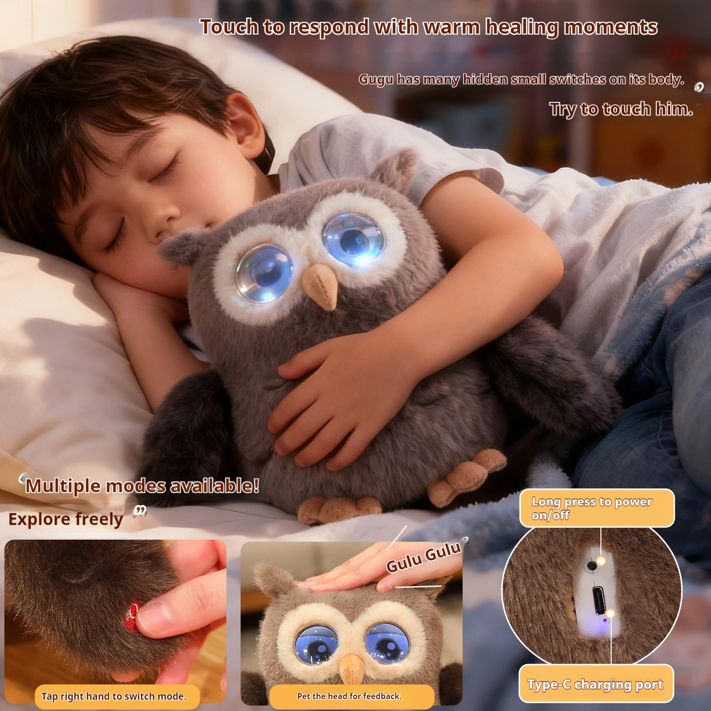 Ai Smart Owl Robot Voice Dialogue Bluetooth Wifi HD Display Emotional Changing Eyes Interactive Companion Plush Toy For Adult - Image 4