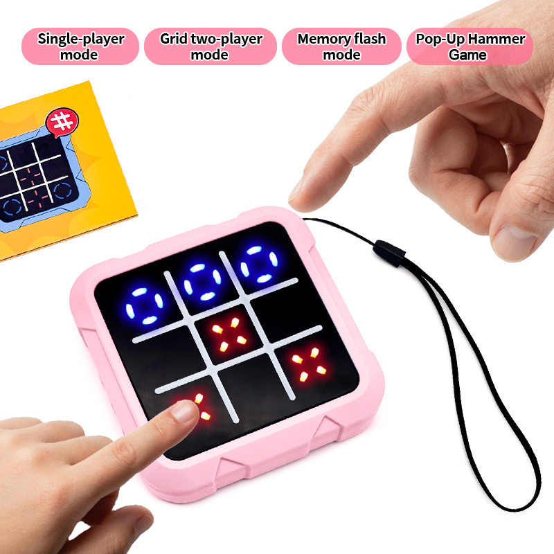 AI Tic Tac Toe Electronic Game Pink Handheld Puzzle Toy Kids 2 Player Logic Match Fast Push Reaction Game Montessori Travel Gift - Image 4