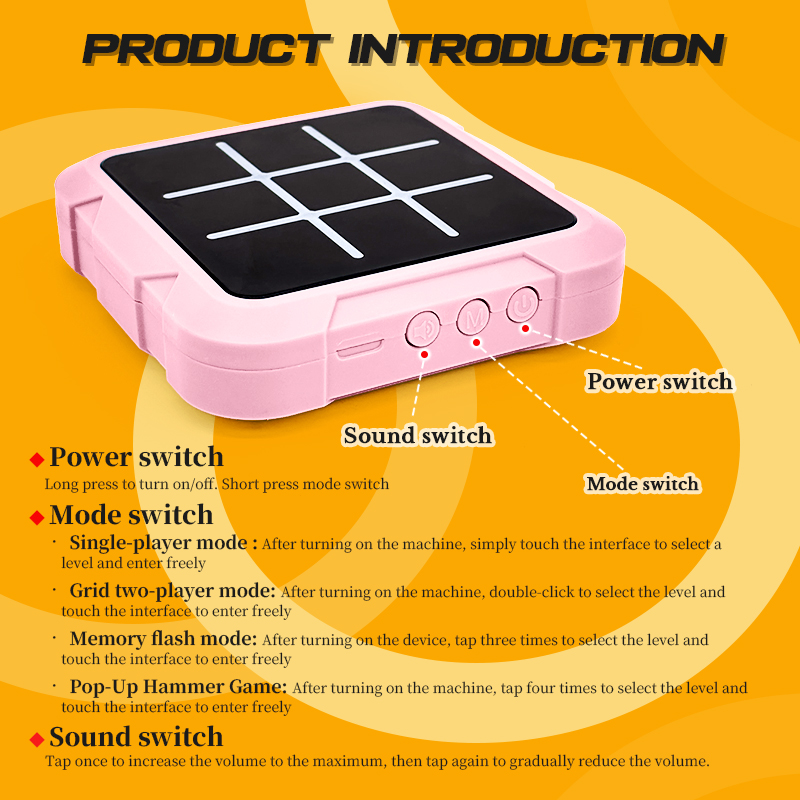AI Tic Tac Toe Electronic Game Pink Handheld Puzzle Toy Kids 2 Player Logic Match Fast Push Reaction Game Montessori Travel Gift - Image 5