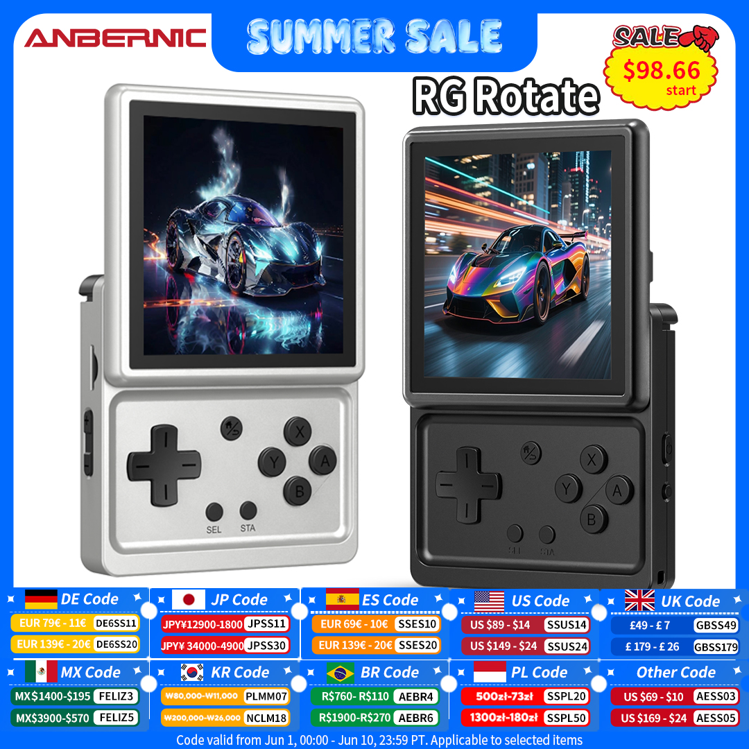 Anbernic RG Rotate Handheld Game Console 3.5" IPS Rotating Screen Android Portable Games Player Supports WIFI AI Streaming Gift
