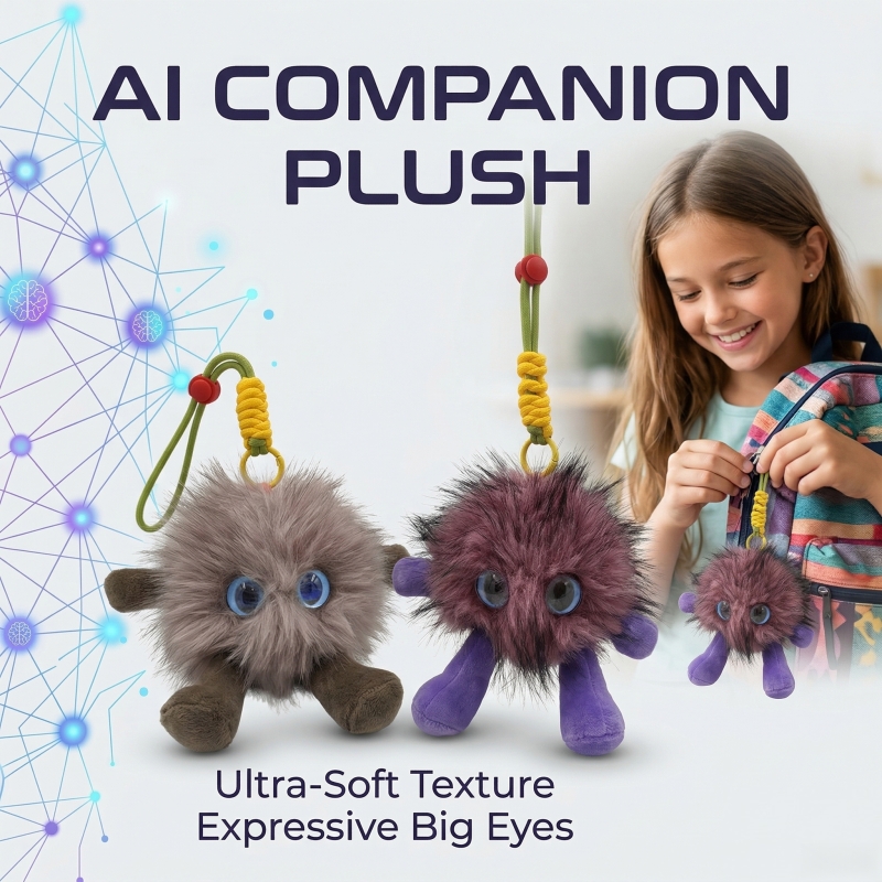 Buddy AI Multilingual Plush Toy with Smart Voice and LED Eyes for Kids Birthday Gift Conversational Gift Rechargeable E-Pet