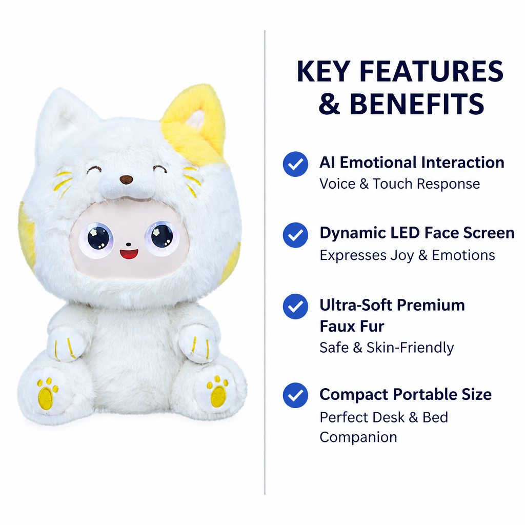 Cute Cat Shape AI Emotional Companion Robot Plush Doll Interactive Voice Chat Smart Electronic Pet 4 Colors In Stock Birthday