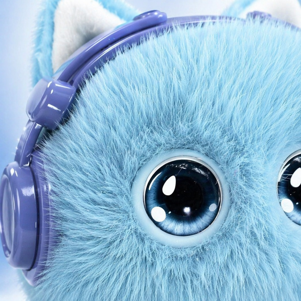 Cute Fluffy Blue Cat AI Smart Companion Robot Interactive Electronic Pet Plush Toy Voice Chat Doll Kids Christmas Birthday Gift