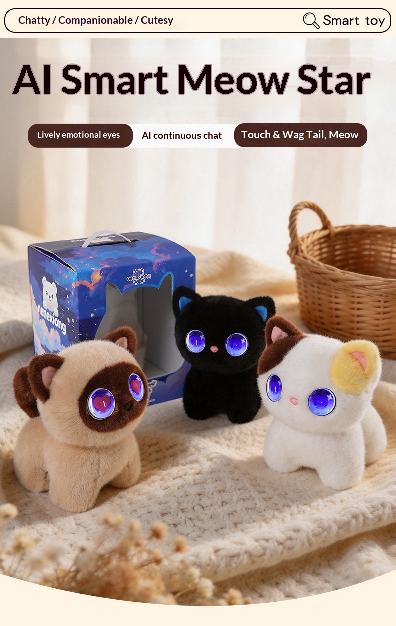 Cute Intelligent Interactive Plush Cat Toy Ai Learning Will Speak Fill Animal Soft Companions Creative Gifts Dialogue Toys Funny