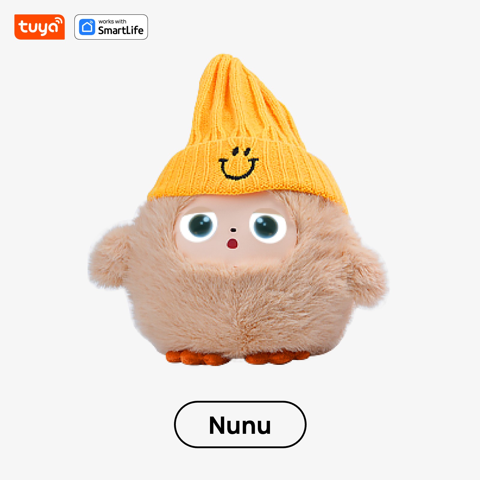 Cute Nunu-AI Plush Toy W/Smart Voice & LED Eyes, Interactive Companion Ready Rechargeable E-Pet open up fun life W/Tuya App-Khaki - Image 3