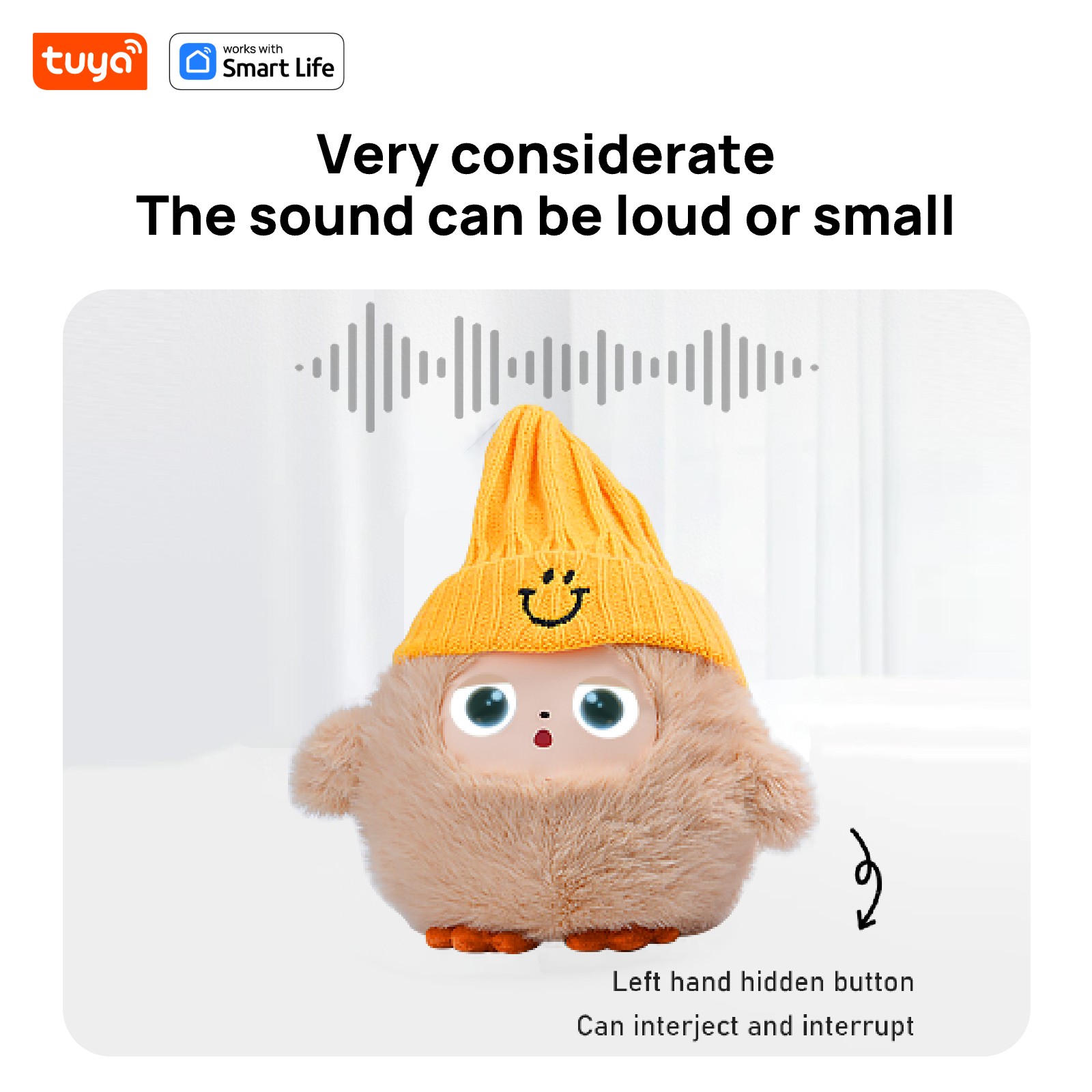Cute Nunu-AI Plush Toy W/Smart Voice & LED Eyes, Interactive Companion Ready Rechargeable E-Pet open up fun life W/Tuya App-Khaki - Image 5