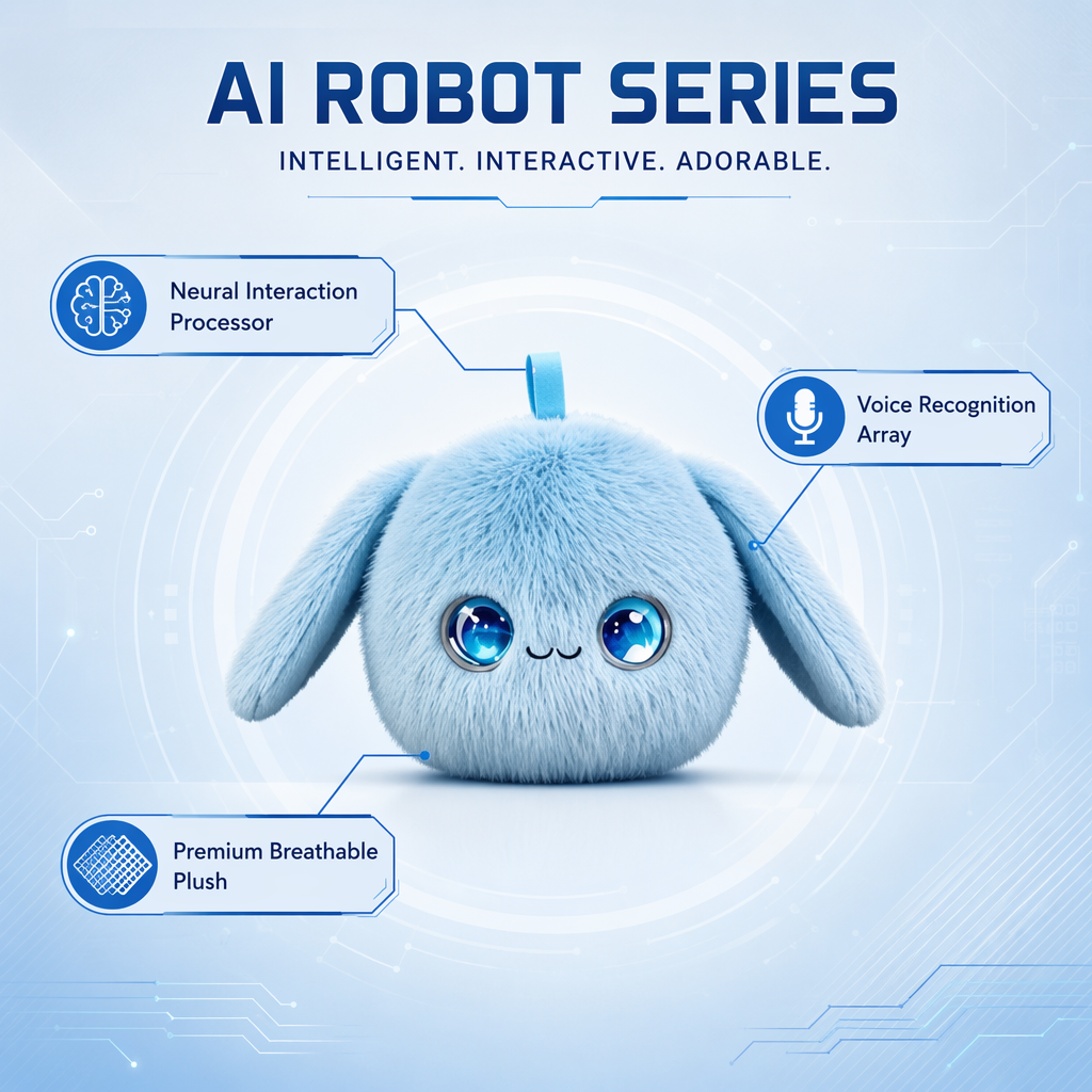 Cute Plush AI Emotional Companion Robot Smart Voice Recognition Chatbot E?Pet Interactive Stuffed Doll Dynamic LED Eyes Toy Gift