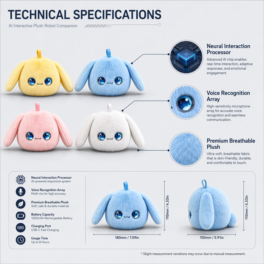 Cute Plush AI Emotional Companion Robot Smart Voice Recognition Chatbot E?Pet Interactive Stuffed Doll Dynamic LED Eyes Toy Gift - Image 3