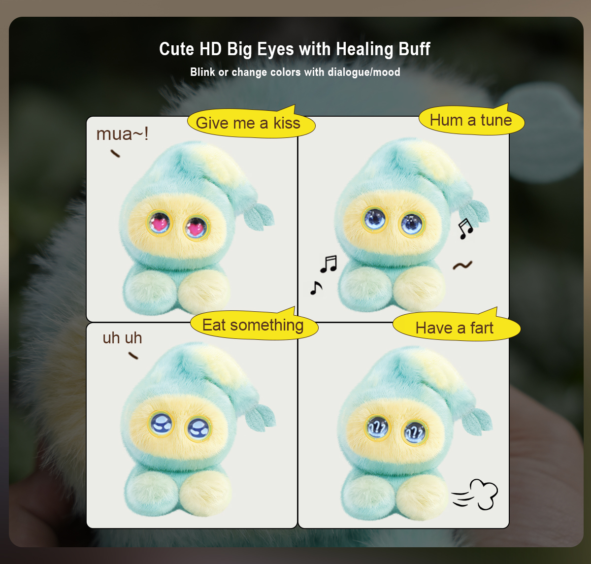 DBS Smart AI Plush Robot w/LED Eyes & Voice Control Interactive Smart Toy USB Rechargeable Companion for Kids Gifts/Smart Home