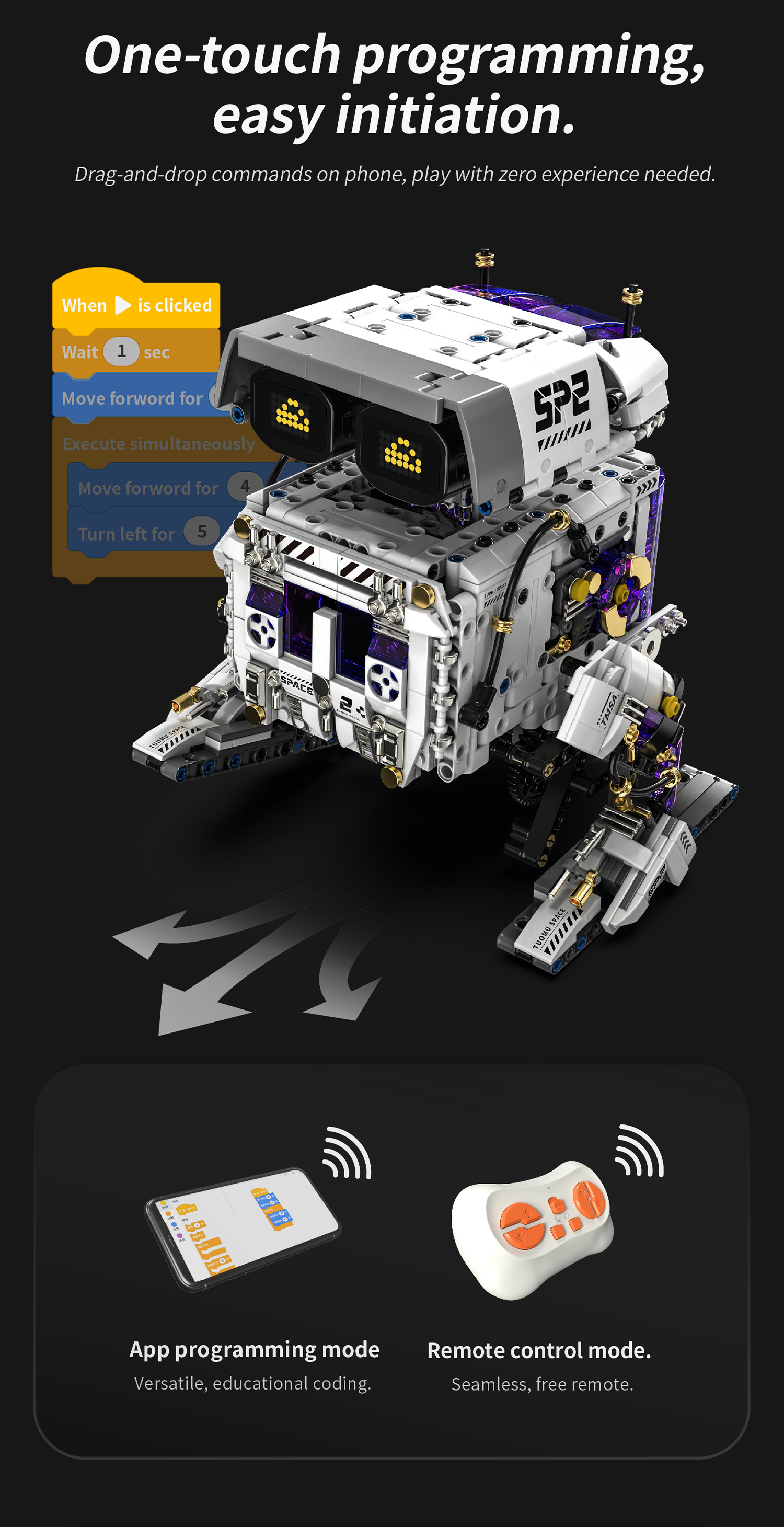 DIY Assembly Bipedal Robot Building Blocks STEM Toys Programmable Remote Control Model Gift Kids Boys Girls Top Set Best - Image 3