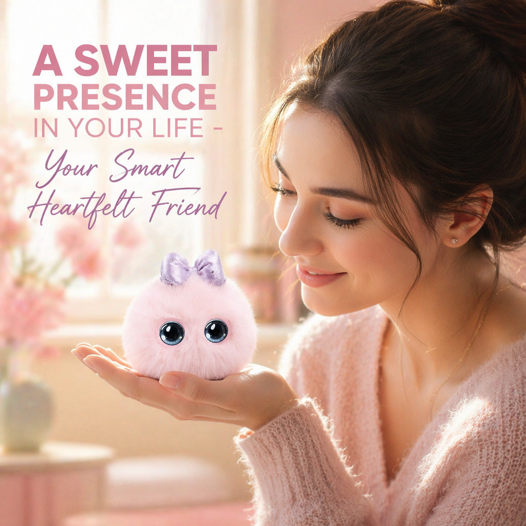 Fluffy AI Companion Robot Keychain Smart Interactive Plush Doll Dynamic Eyes Bag Pendant Emotional Chat Toy Gift