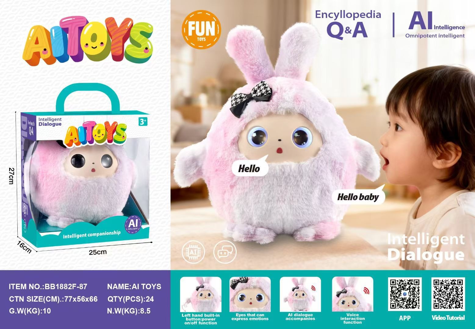 Generic Ai Interactive Plush Doll Voice Continuous Chat Multilingual Smart Robot Early Educational Toy For Kids Toddlers Play - Image 6