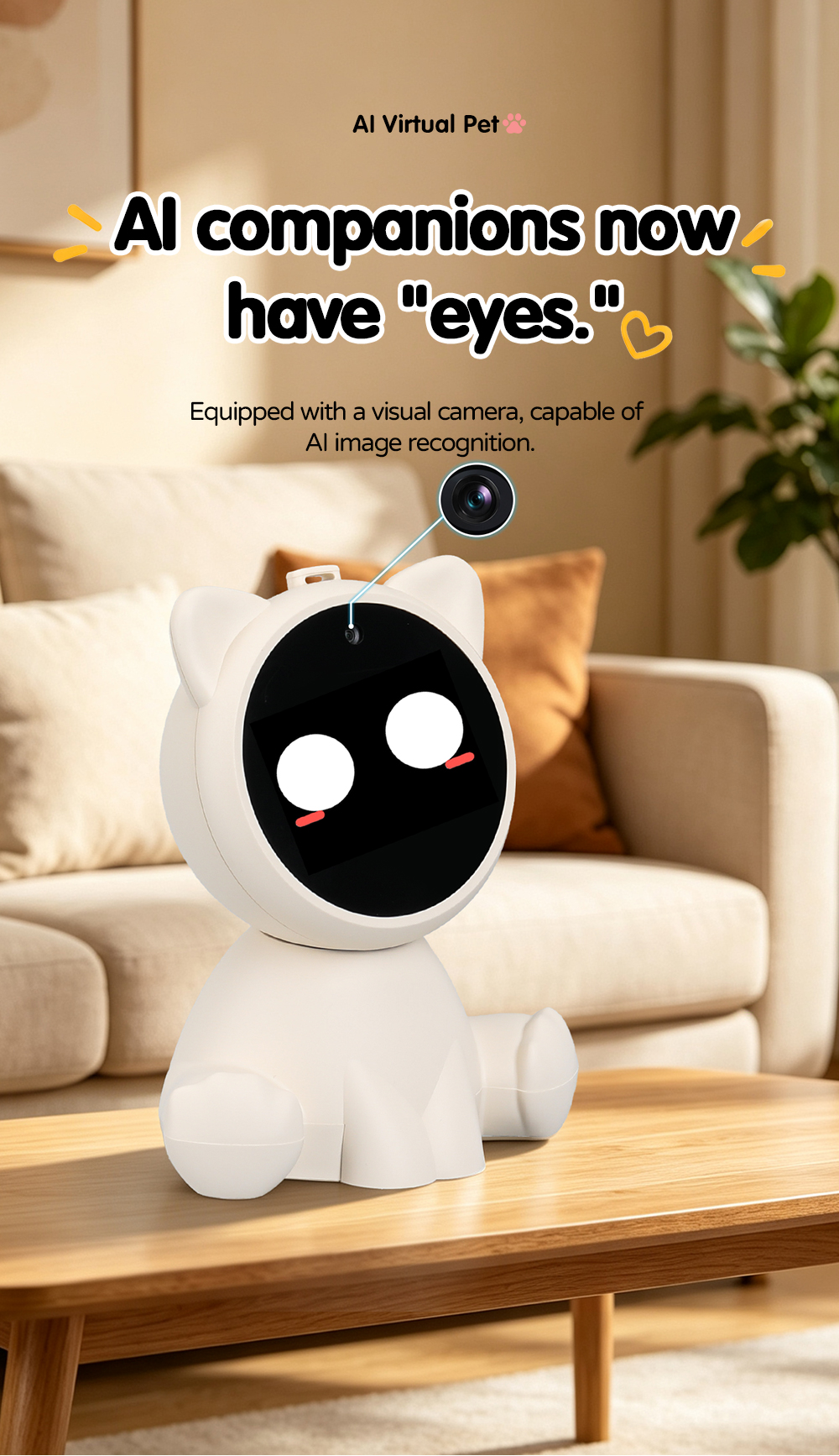 GUEIN Nextron Smart Photo Recognition Cat Companion With Base Intelligent AI Chatbot Intelligent Desktop AI Voice Bots New 2026 - Image 6