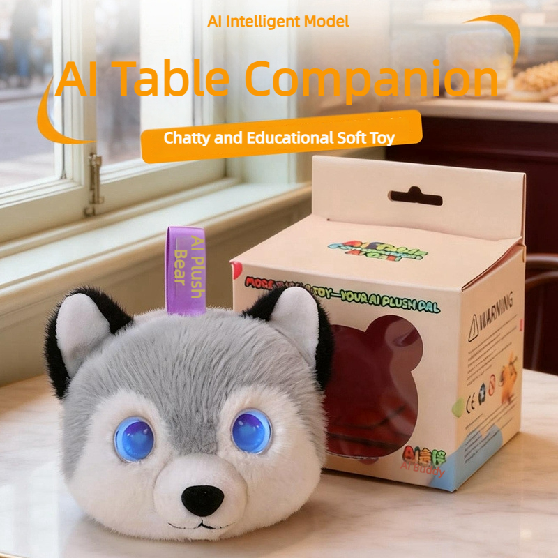 Intelligent AI early education plush Husky chat partner, 66 international languages, holiday gift giving friends